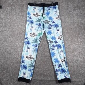 Corona Extra Lounge Pants Men 2XL(44/46) Beer Blue Palm Tree Stretch Tapered Leg